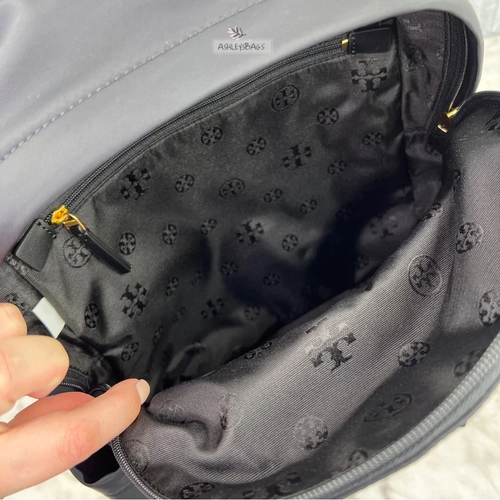 Tory Burch Ella Nylon Backpack In Black - Picture 9 of 13